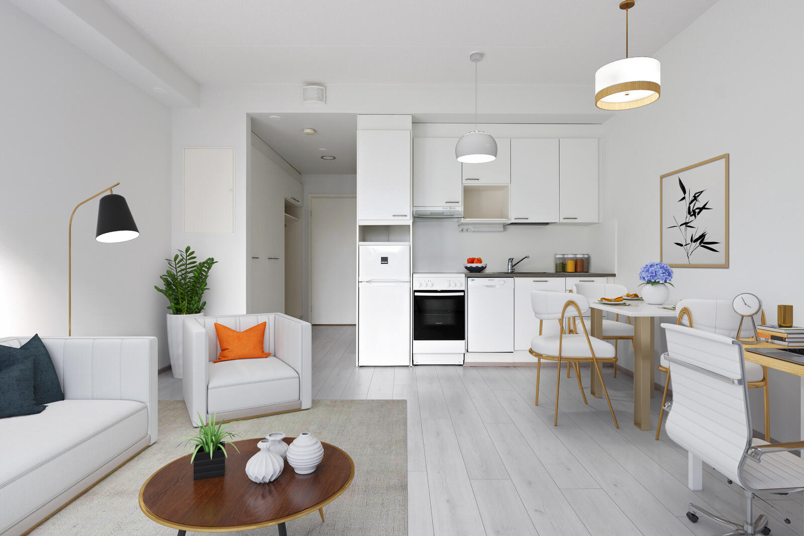 Pääkuva: Digistailattu huoneistokuva.