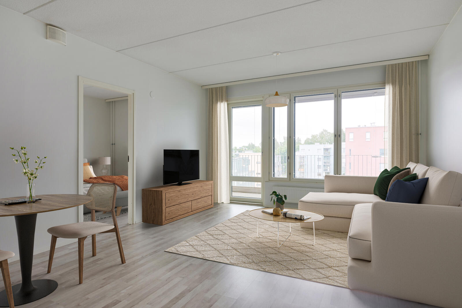 Pääkuva: digistailattu huoneistokuva.