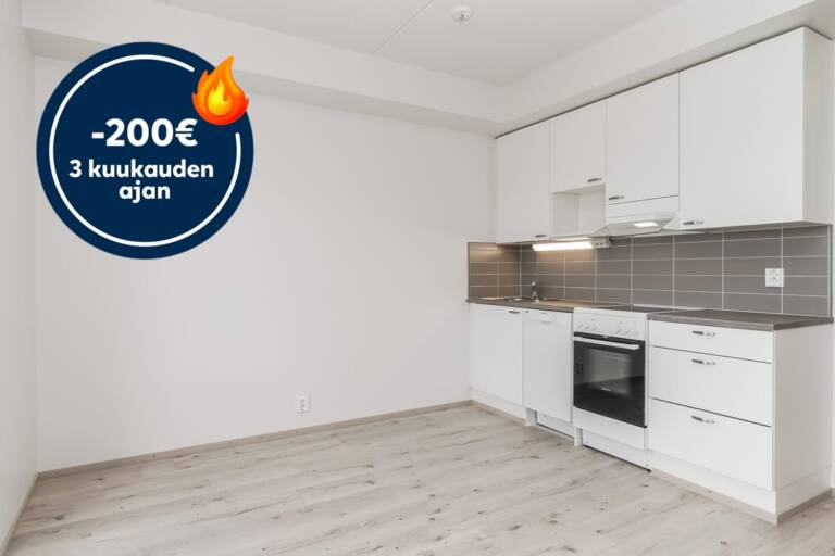Pääkuva: huoneistokuva. Säästä 200€ kolmen kuukauden ajan.