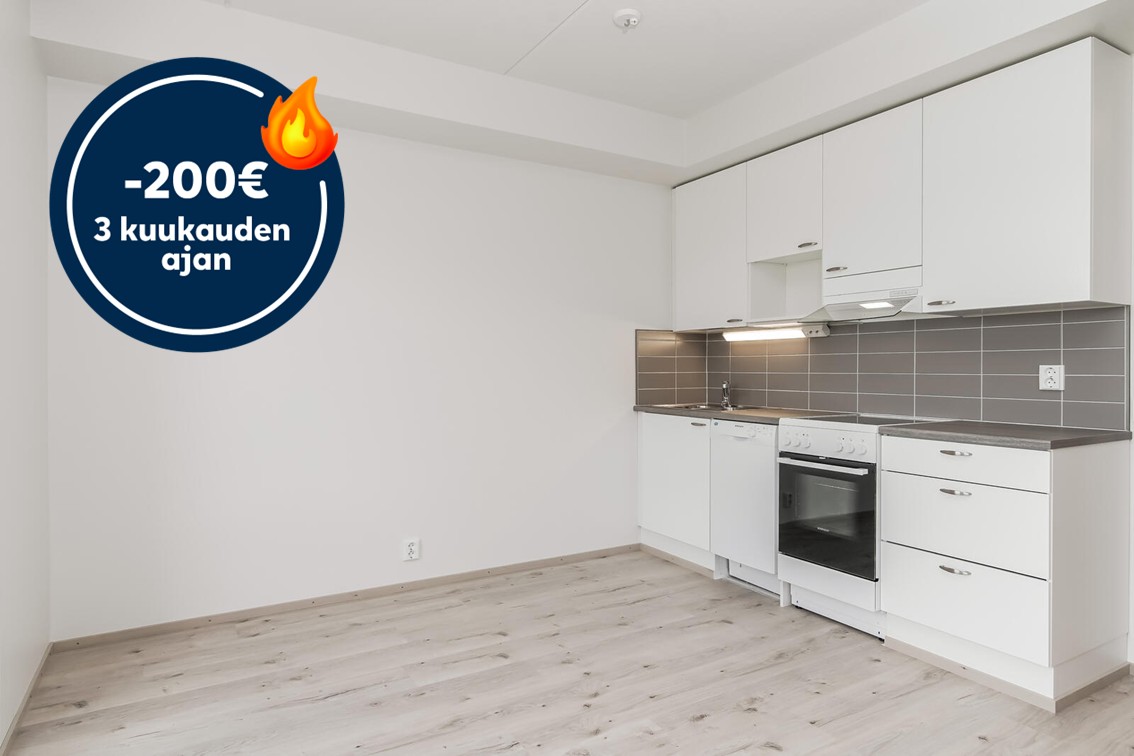 Pääkuva: huoneistokuva. Säästä 200€ kolmen kuukauden ajan.