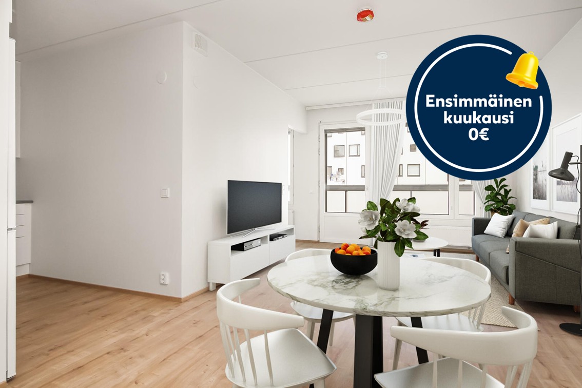Pääkuva: digistailattu huoneistokuva.